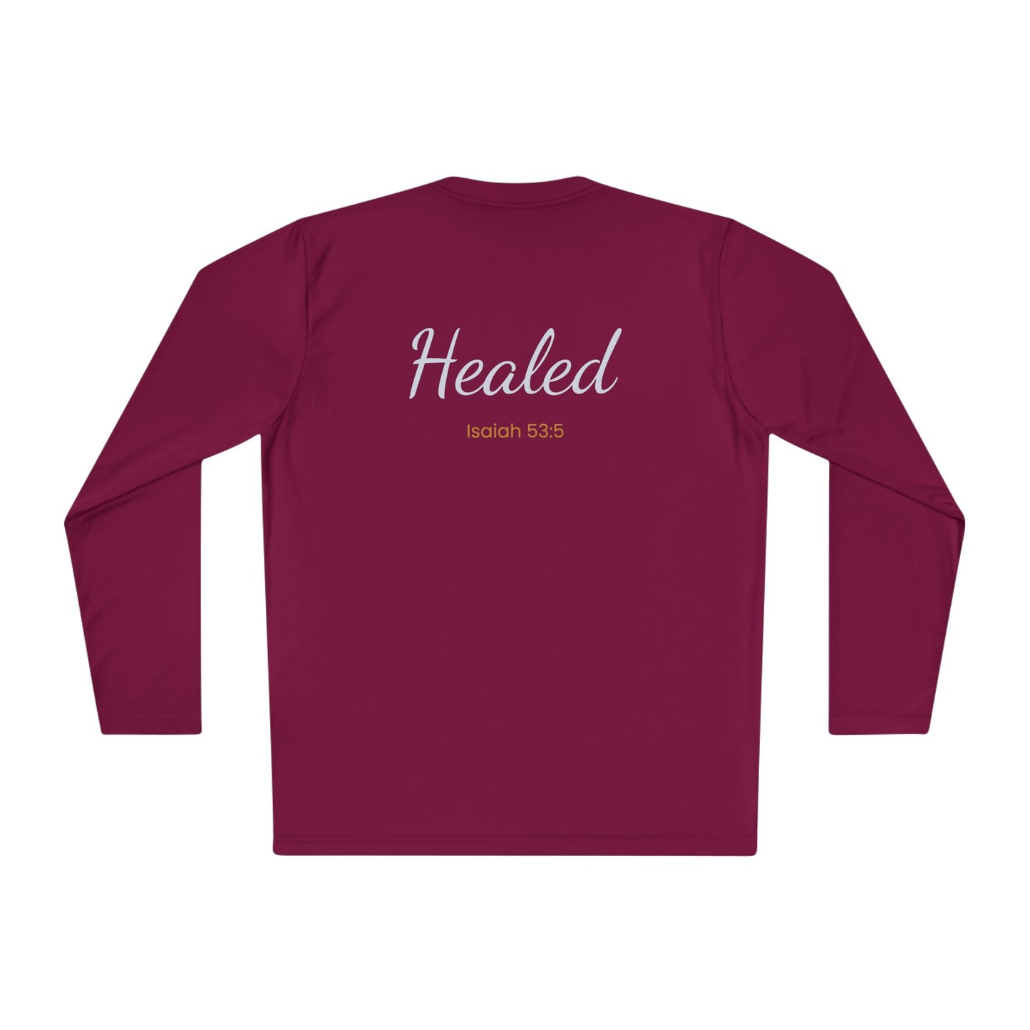 Healed Long Sleeve Tee — "Healed" Isaiah 53:5 Inspirational Christian Shirt