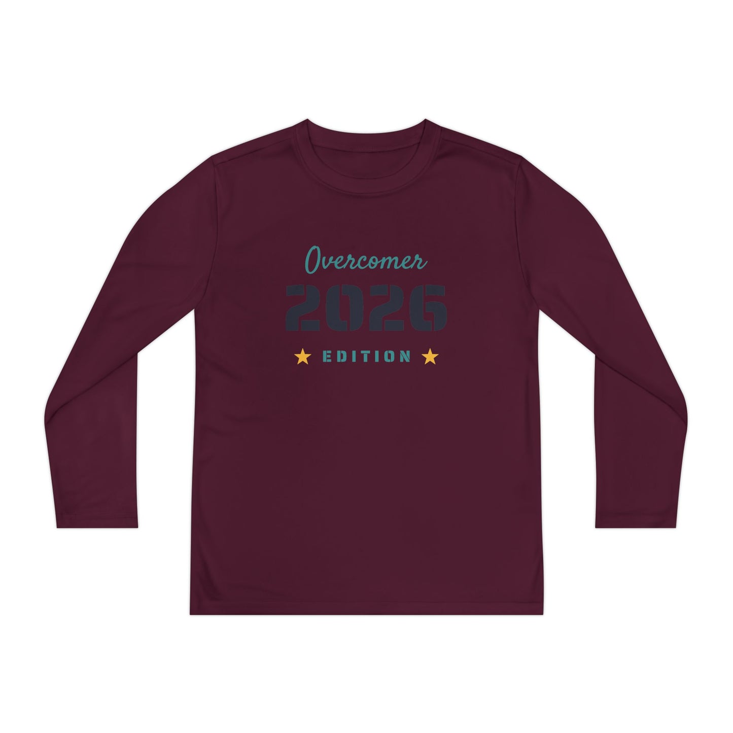 Youth Long Sleeve Tee — "Overcomer 2026 Edition" Inspirational Sports Shirt