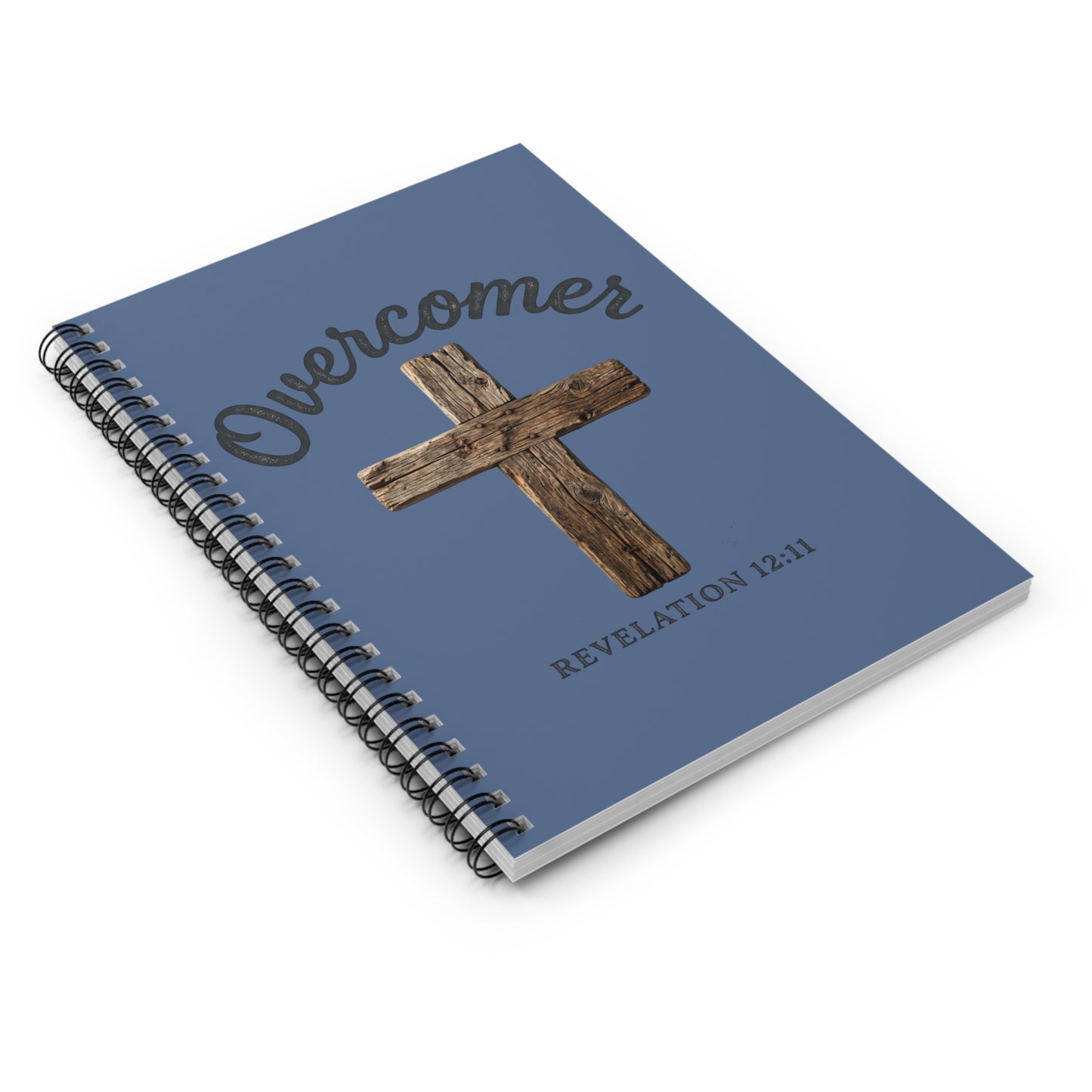 Overcomer Spiral Notebook — Christian Journal with Cross & Revelation 12:11