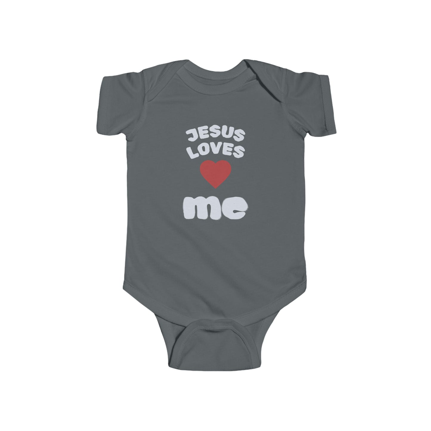 Jesus Loves Me Infant Bodysuit - Christian Baby Onesie with Heart Design