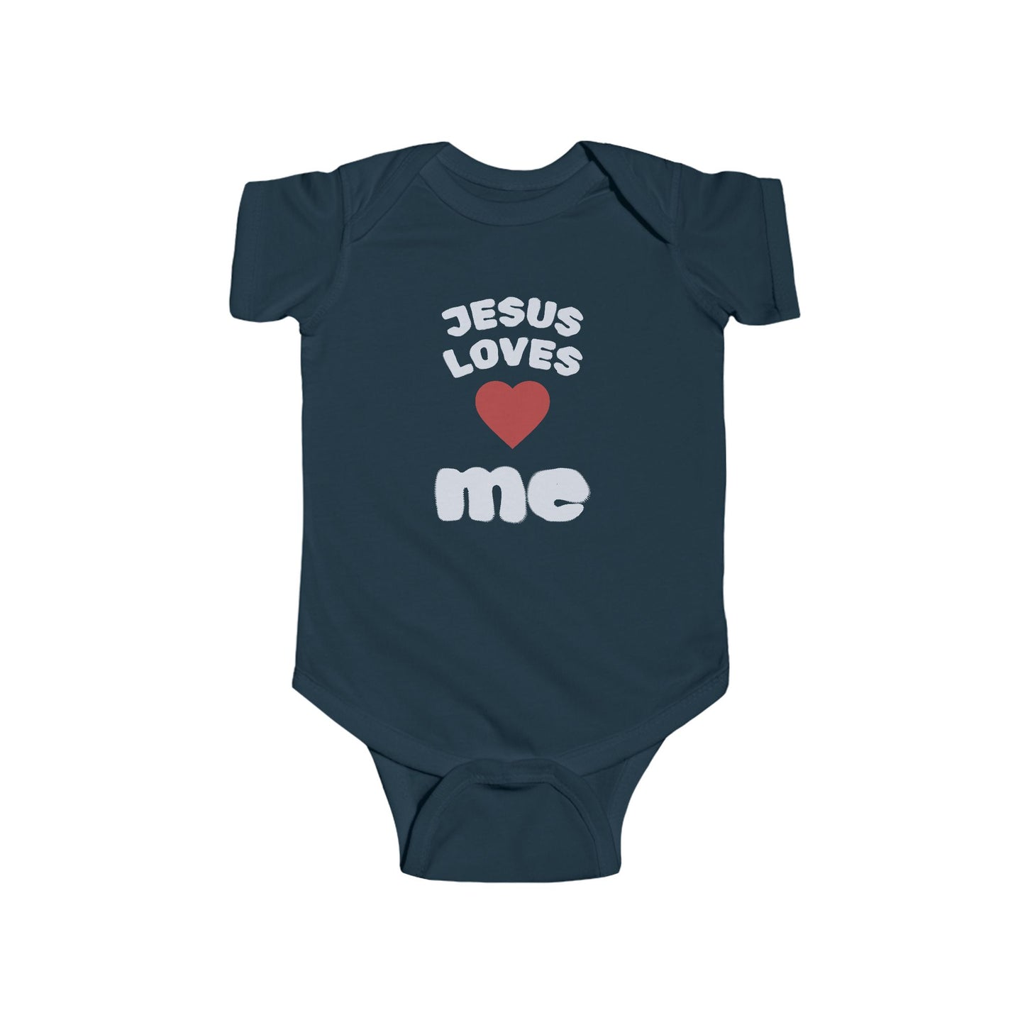 Jesus Loves Me Infant Bodysuit - Christian Baby Onesie with Heart Design