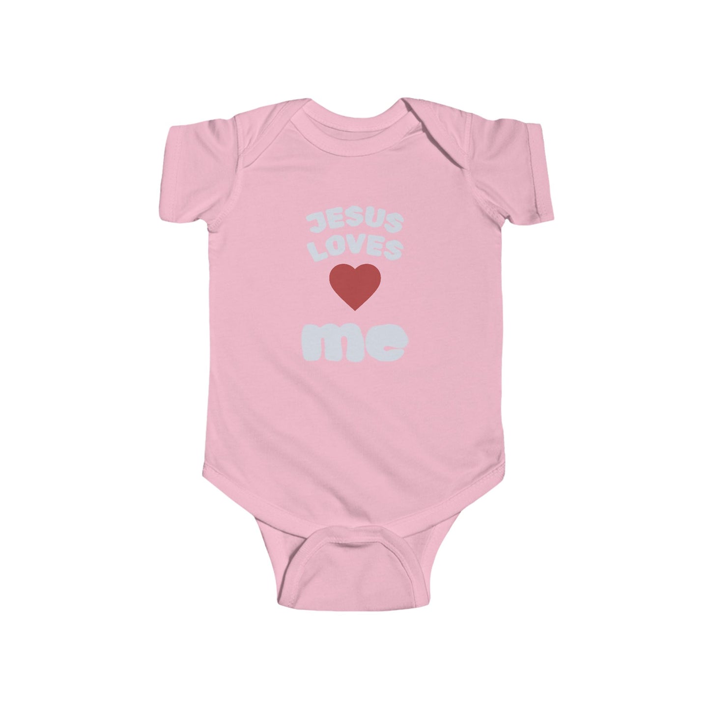 Jesus Loves Me Infant Bodysuit - Christian Baby Onesie with Heart Design