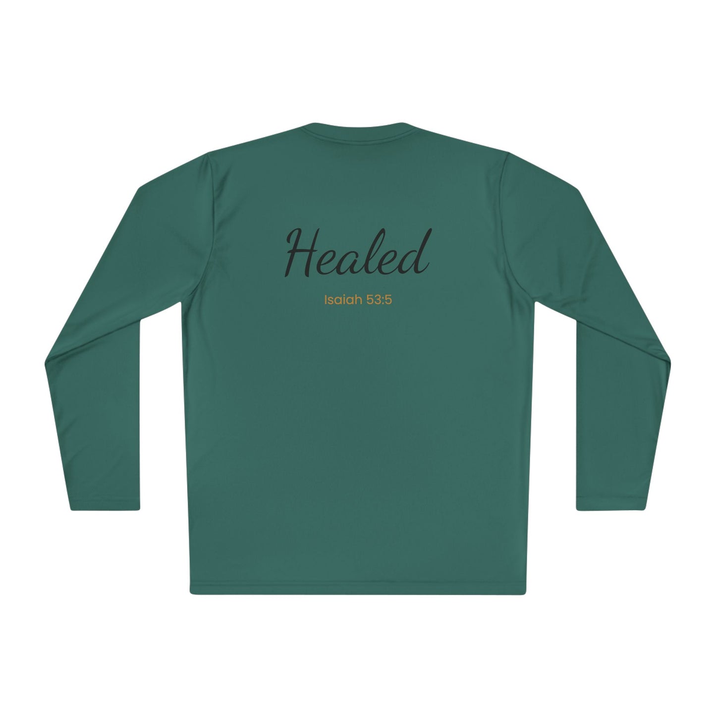 Healed Long Sleeve Tee — "Healed" Isaiah 53:5 Inspirational Christian Shirt