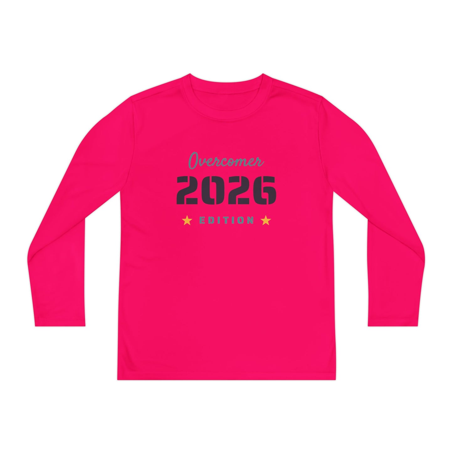 Youth Long Sleeve Tee — "Overcomer 2026 Edition" Inspirational Sports Shirt