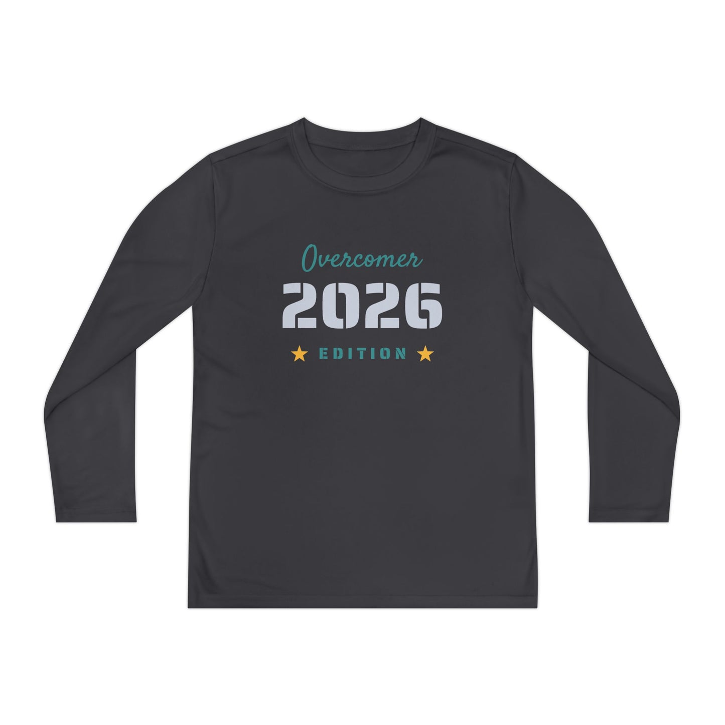 Youth Long Sleeve Tee — "Overcomer 2026 Edition" Inspirational Sports Shirt