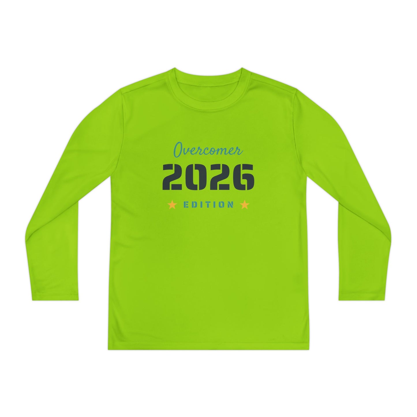 Youth Long Sleeve Tee — "Overcomer 2026 Edition" Inspirational Sports Shirt