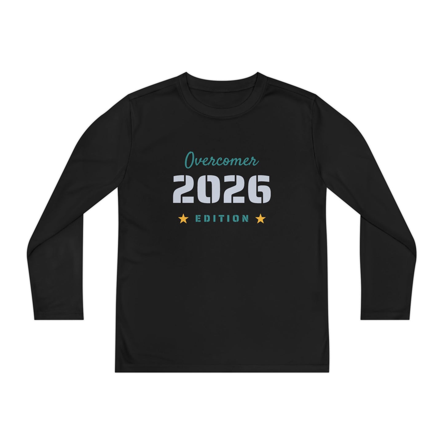 Youth Long Sleeve Tee — "Overcomer 2026 Edition" Inspirational Sports Shirt