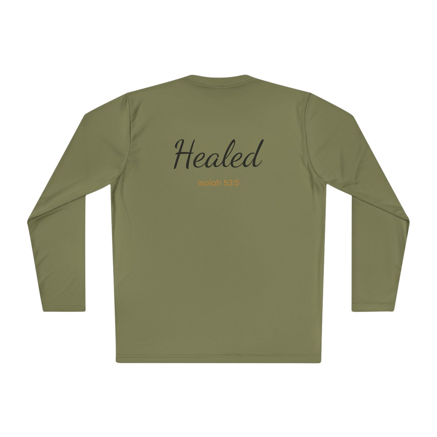 Healed Long Sleeve Tee — "Healed" Isaiah 53:5 Inspirational Christian Shirt