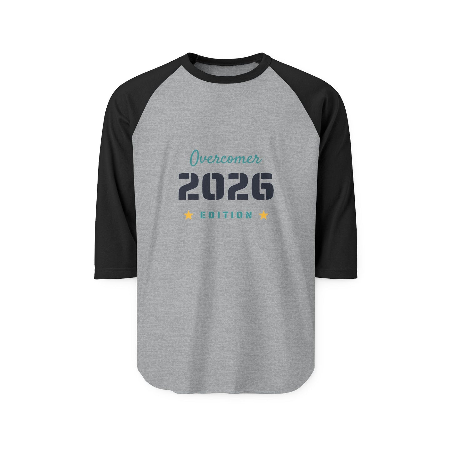 Overcomer 2026 Raglan Shirt — Inspirational 3/4 Sleeve Baseball Tee