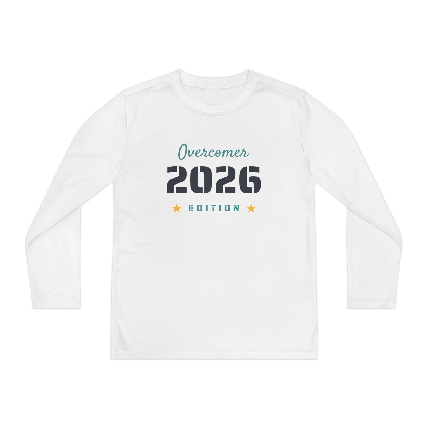 Youth Long Sleeve Tee — "Overcomer 2026 Edition" Inspirational Sports Shirt
