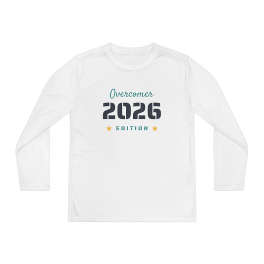 Youth Long Sleeve Tee — "Overcomer 2026 Edition" Inspirational Sports Shirt