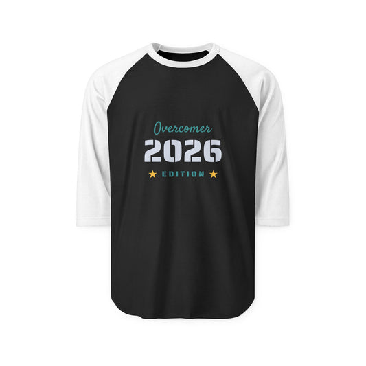 Overcomer 2026 Raglan Shirt — Inspirational 3/4 Sleeve Baseball Tee