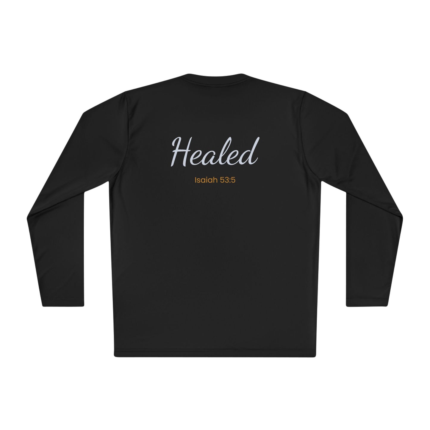 Healed Long Sleeve Tee — "Healed" Isaiah 53:5 Inspirational Christian Shirt