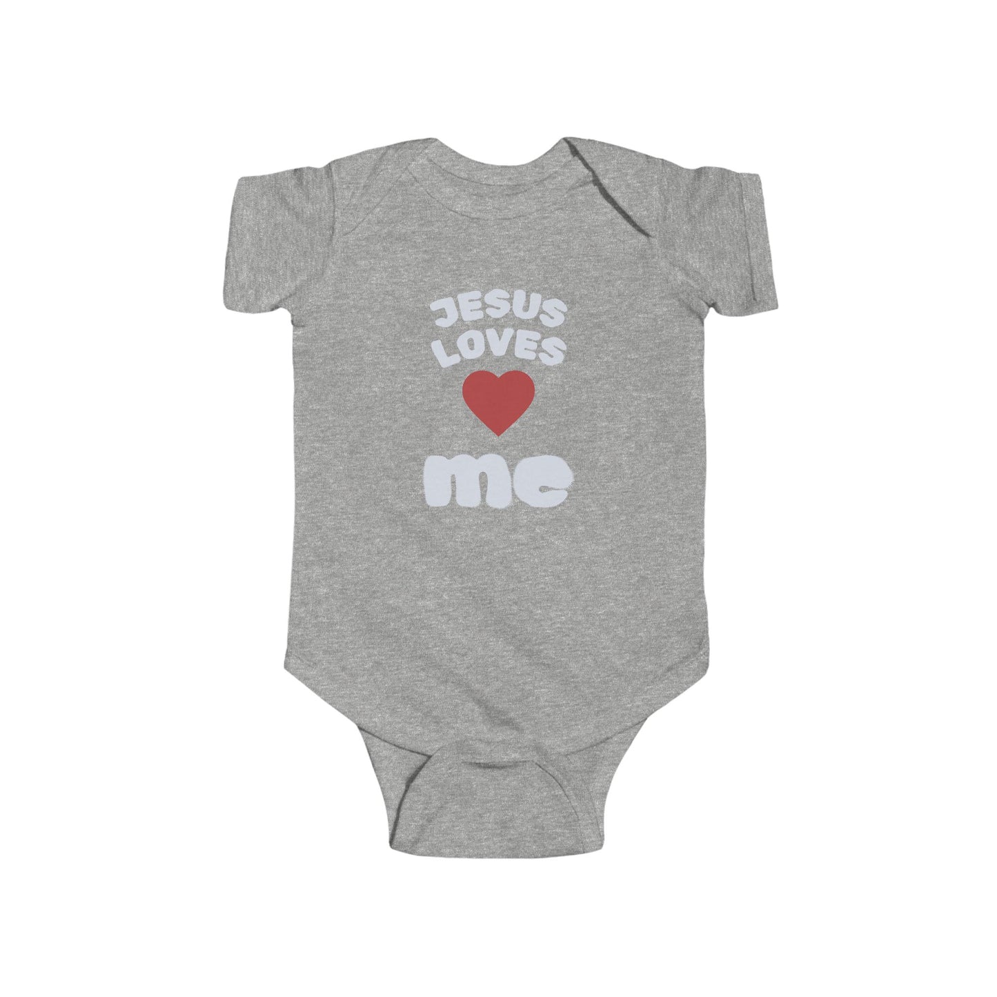 Jesus Loves Me Infant Bodysuit - Christian Baby Onesie with Heart Design