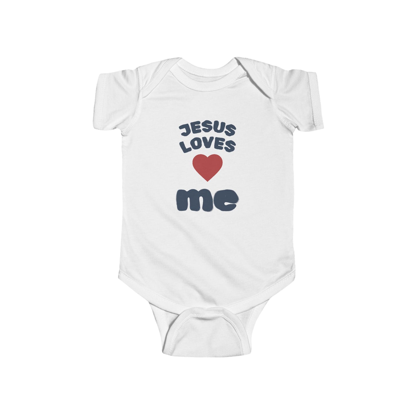 Jesus Loves Me Infant Bodysuit - Christian Baby Onesie with Heart Design
