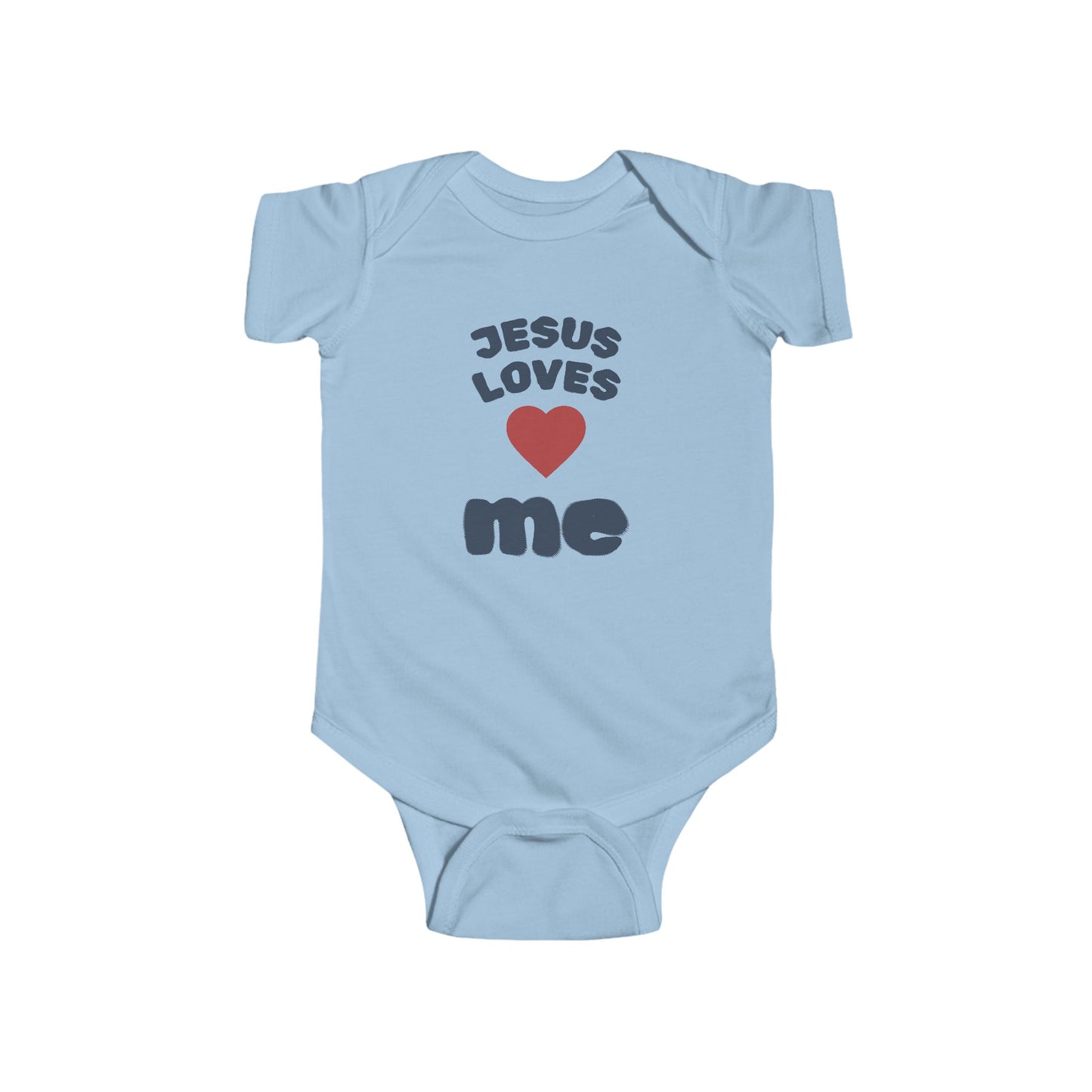 Jesus Loves Me Infant Bodysuit - Christian Baby Onesie with Heart Design