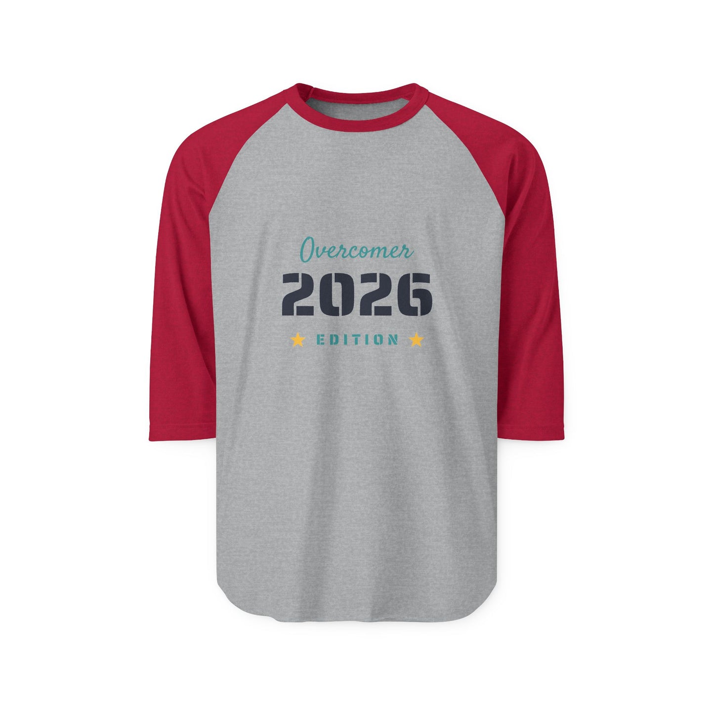 Overcomer 2026 Raglan Shirt — Inspirational 3/4 Sleeve Baseball Tee