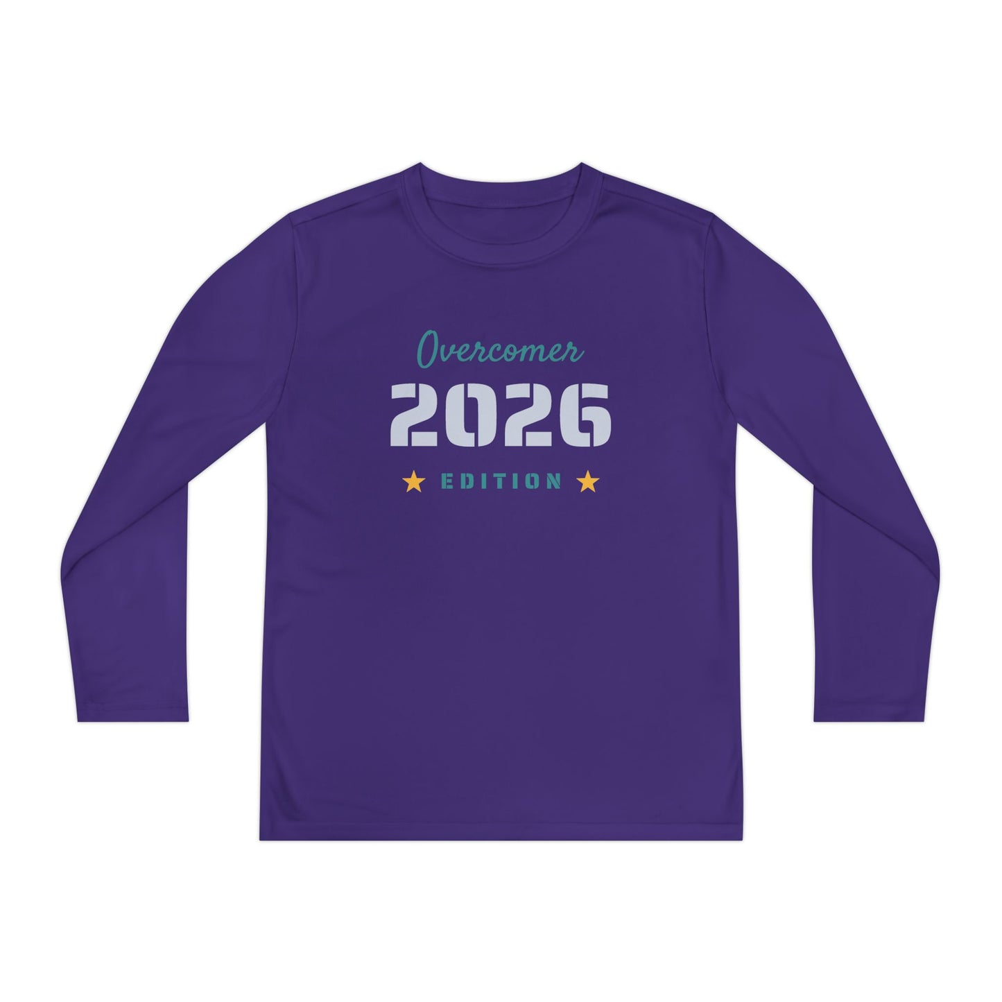 Youth Long Sleeve Tee — "Overcomer 2026 Edition" Inspirational Sports Shirt