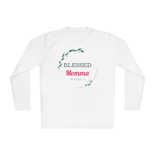 Blessed Momma Long Sleeve Tee — "Blessed Momma" Floral Christian Mother's Day Shirt