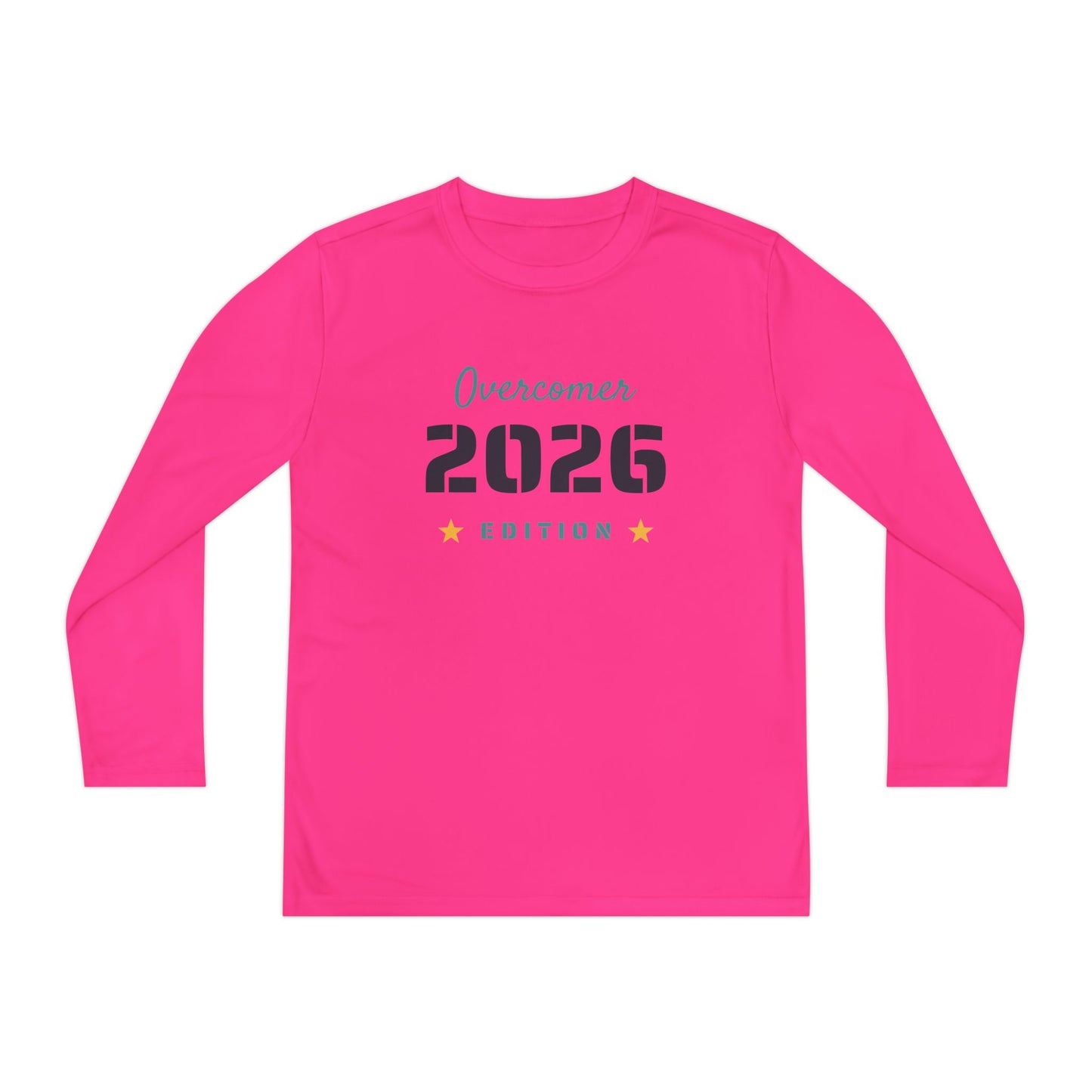 Youth Long Sleeve Tee — "Overcomer 2026 Edition" Inspirational Sports Shirt