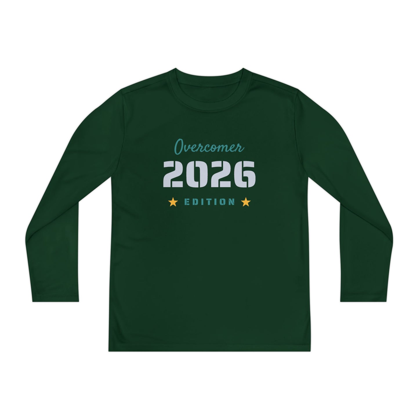 Youth Long Sleeve Tee — "Overcomer 2026 Edition" Inspirational Sports Shirt