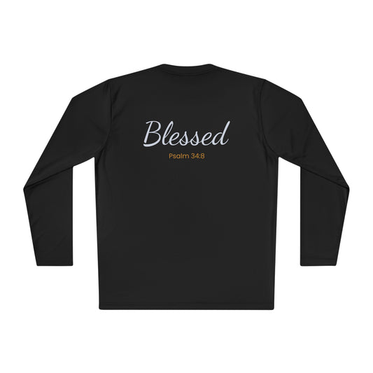 Blessed Long Sleeve Tee — "Blessed" Psalm 34:8 Inspirational Christian Shirt