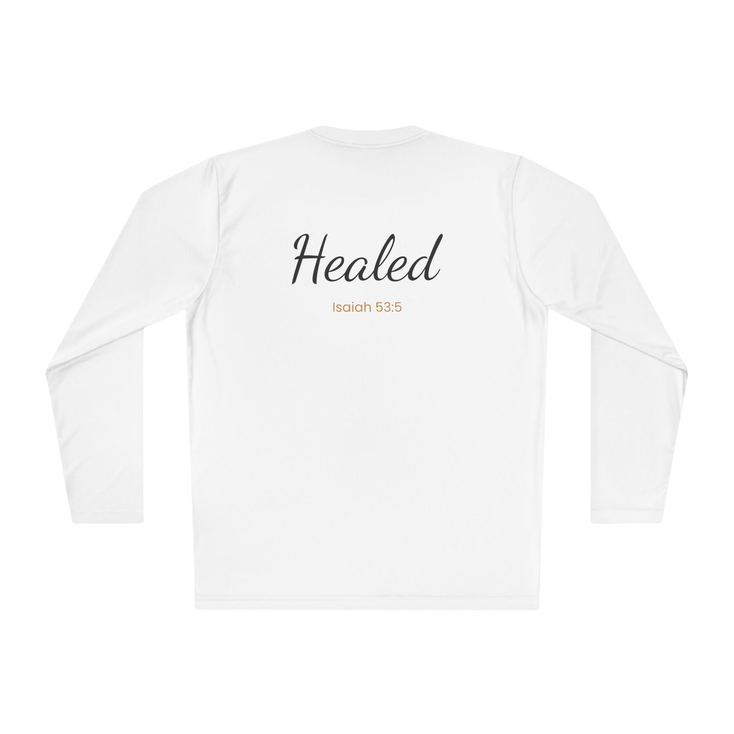 Healed Long Sleeve Tee — "Healed" Isaiah 53:5 Inspirational Christian Shirt