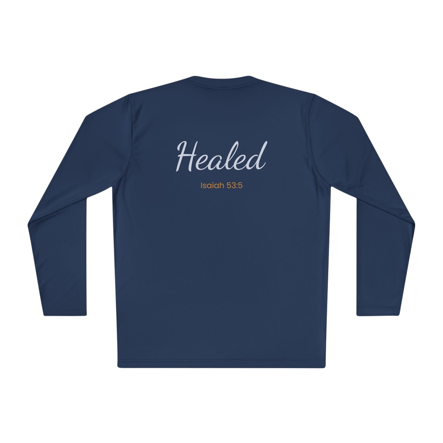 Healed Long Sleeve Tee — "Healed" Isaiah 53:5 Inspirational Christian Shirt