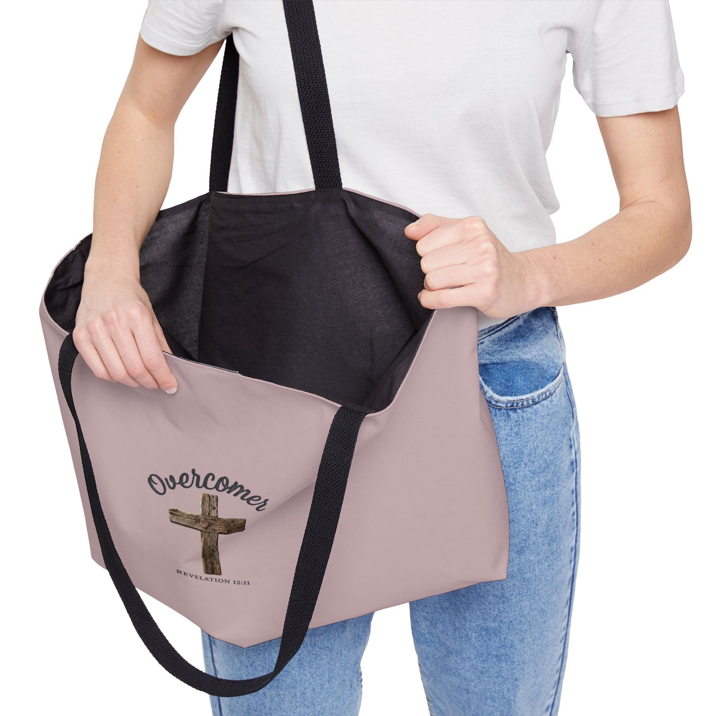 Overcomer Cross Weekender Tote Bag — Inspirational Christian Travel Bag