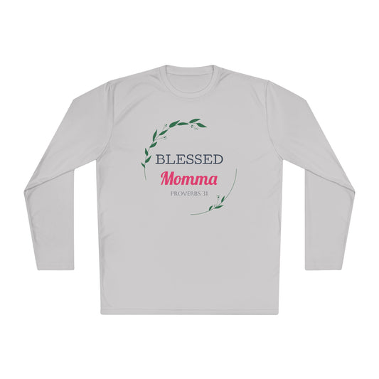 Blessed Momma Long Sleeve Tee — "Blessed Momma" Floral Christian Mother's Day Shirt