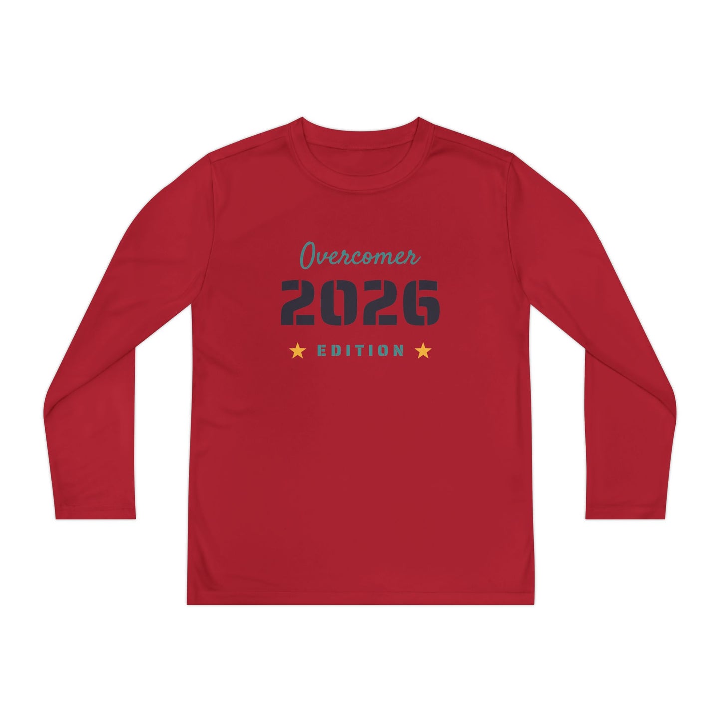Youth Long Sleeve Tee — "Overcomer 2026 Edition" Inspirational Sports Shirt