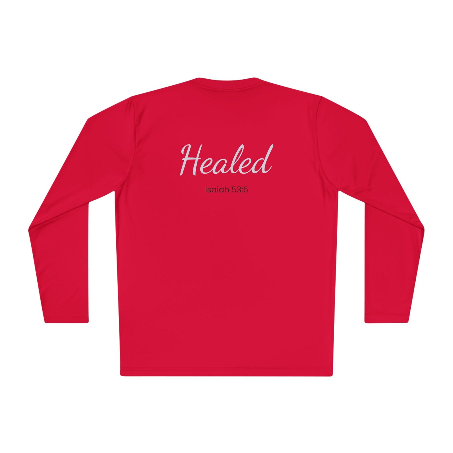 Healed Long Sleeve Tee — "Healed" Isaiah 53:5 Inspirational Christian Shirt
