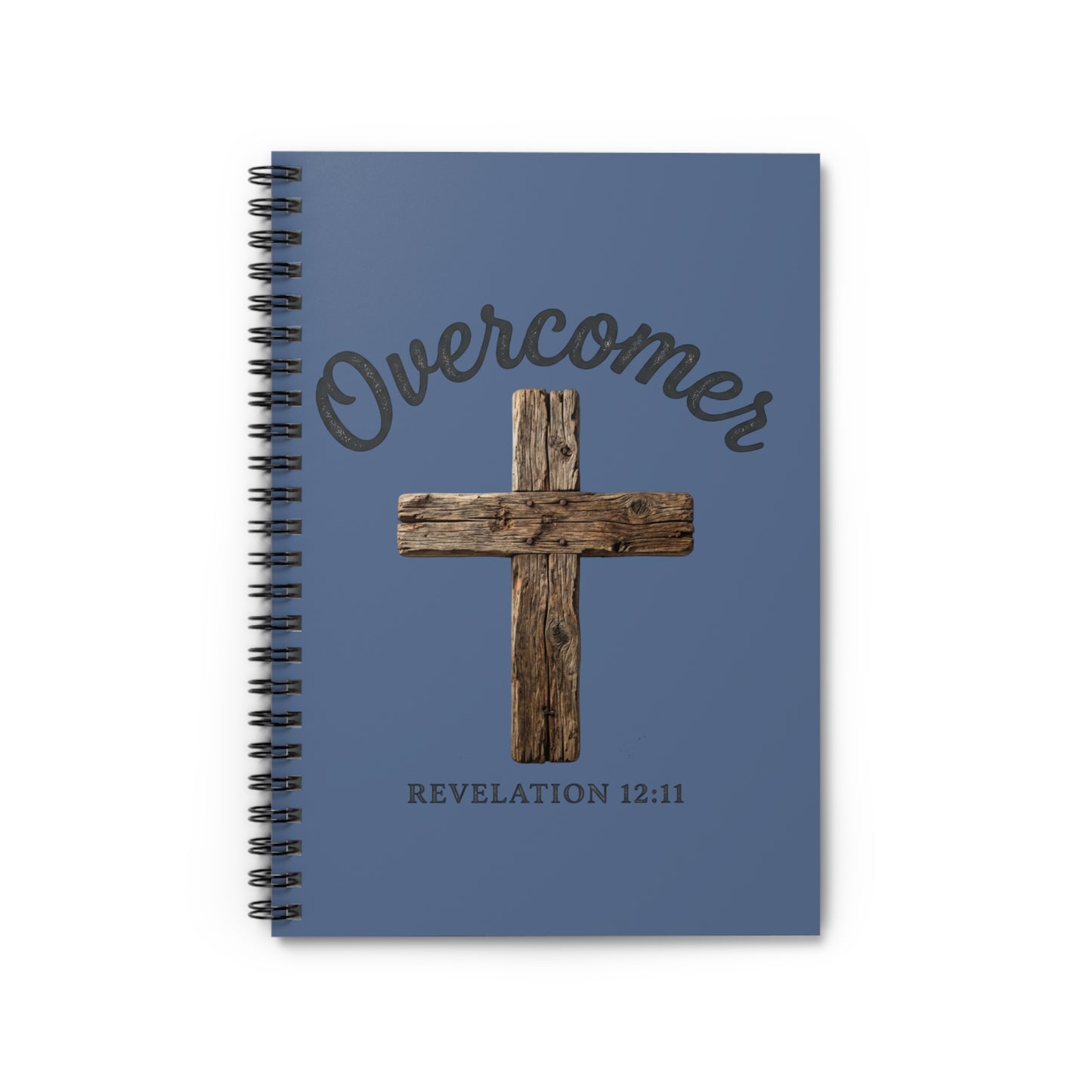 Overcomer Spiral Notebook — Christian Journal with Cross & Revelation 12:11