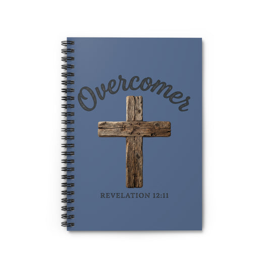 Overcomer Spiral Notebook — Christian Journal with Cross & Revelation 12:11