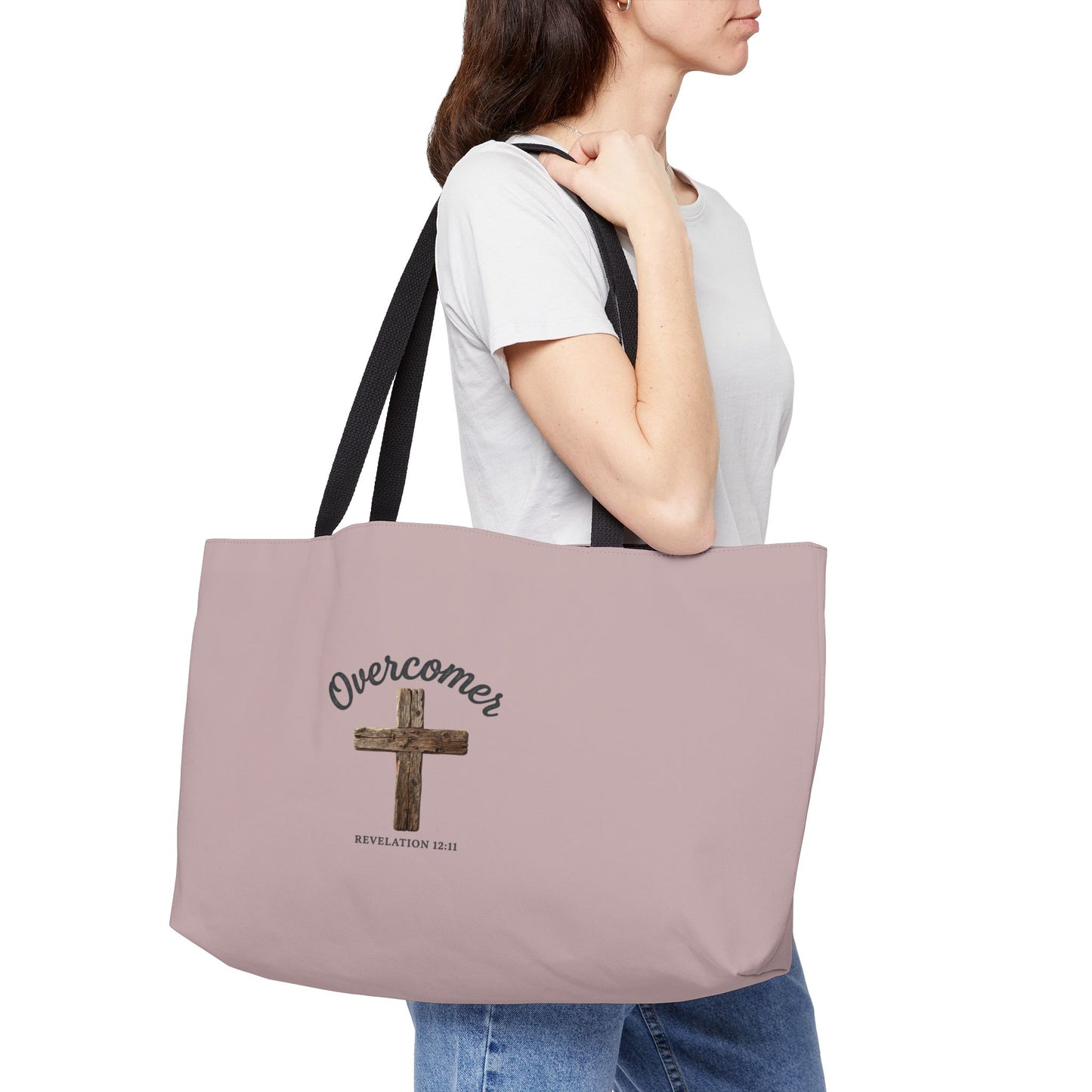 Overcomer Cross Weekender Tote Bag — Inspirational Christian Travel Bag