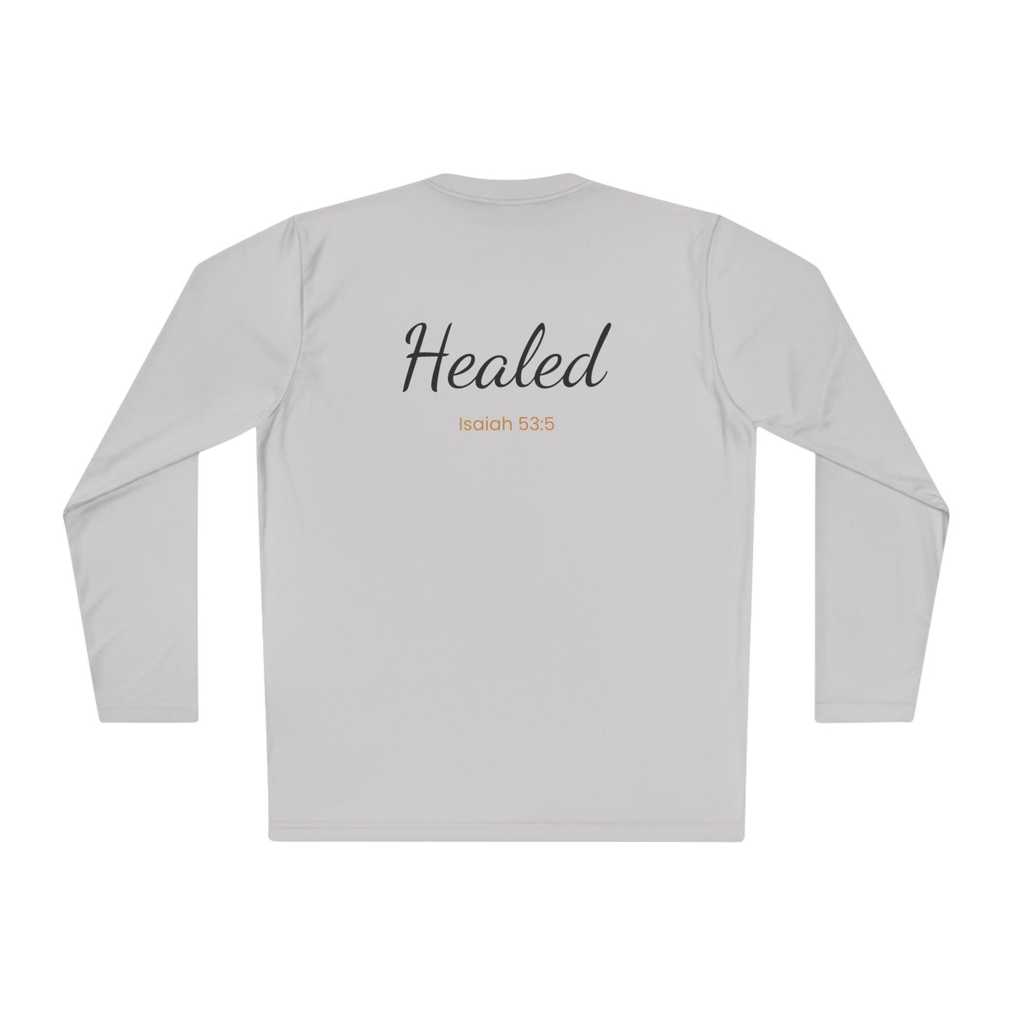 Healed Long Sleeve Tee — "Healed" Isaiah 53:5 Inspirational Christian Shirt