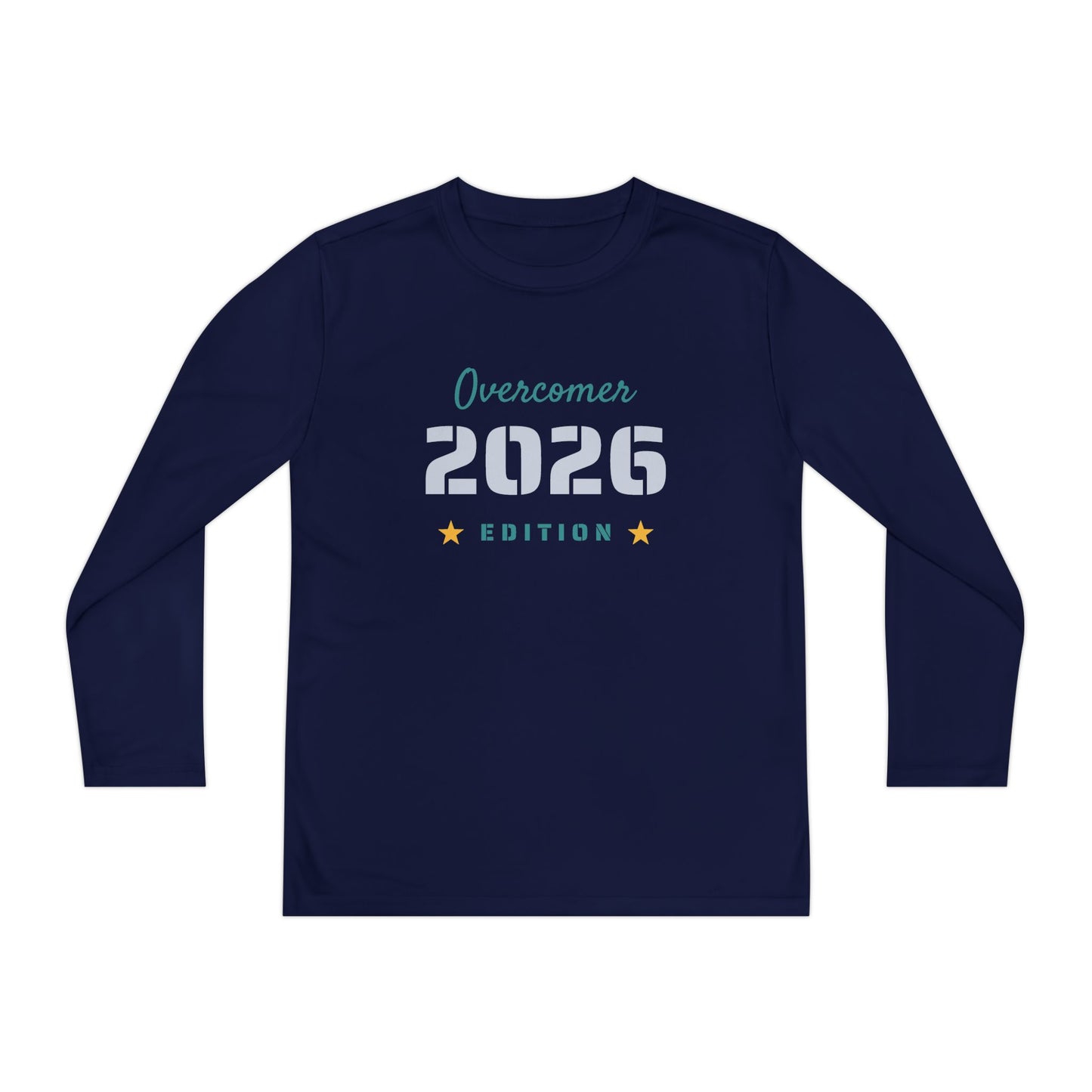 Youth Long Sleeve Tee — "Overcomer 2026 Edition" Inspirational Sports Shirt