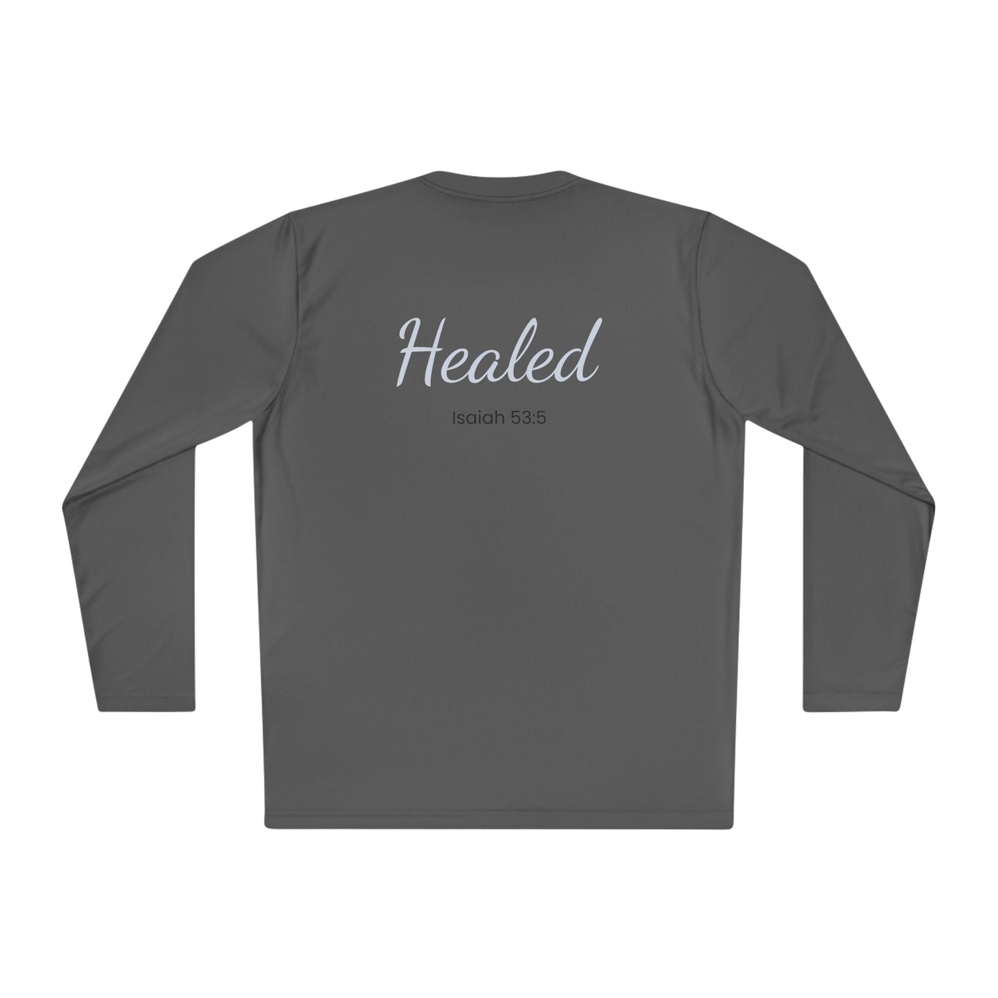 Healed Long Sleeve Tee — "Healed" Isaiah 53:5 Inspirational Christian Shirt