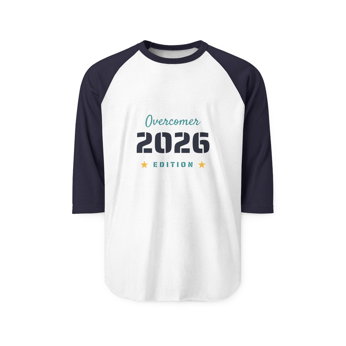 Overcomer 2026 Raglan Shirt — Inspirational 3/4 Sleeve Baseball Tee