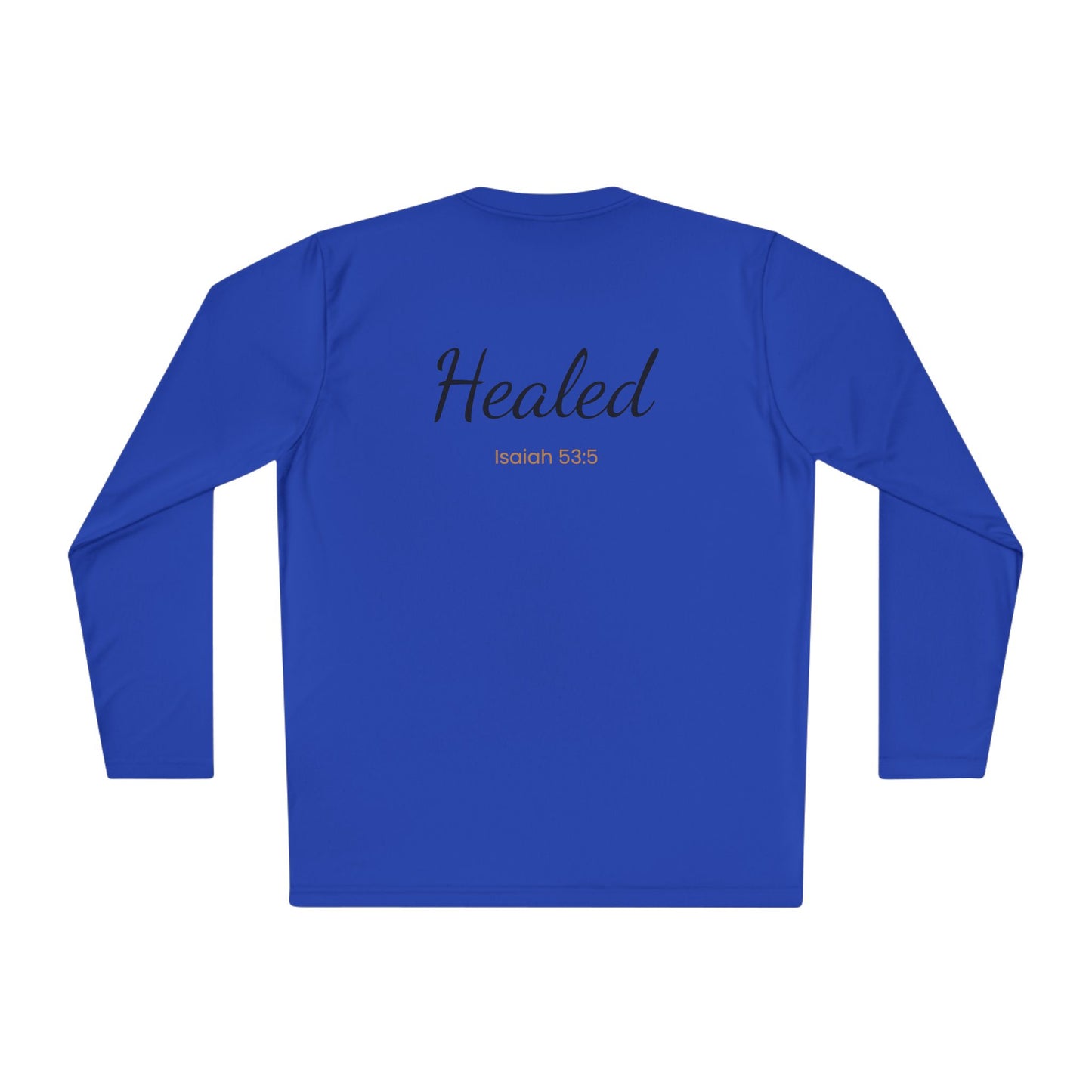 Healed Long Sleeve Tee — "Healed" Isaiah 53:5 Inspirational Christian Shirt