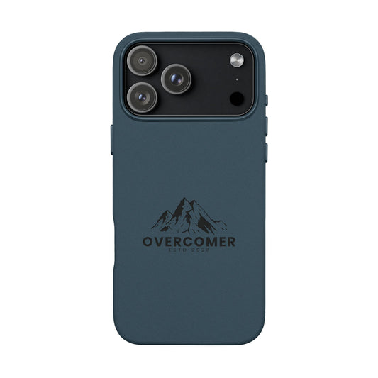 Engraved PU Leather Phone Case — "Overcomer" Mountain Design